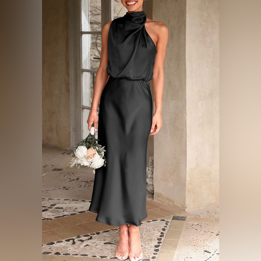 Satin Formal Black Dress